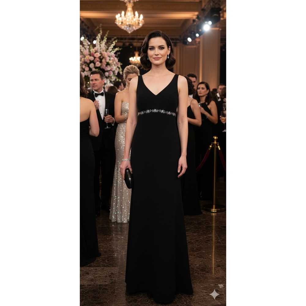 Michaelangelo Whimsygoth‎ Y2K Prom Wedding Black Beaded Evening Gown Womens 4